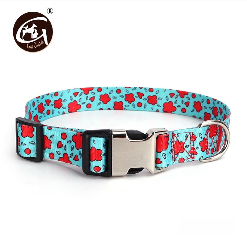 Tvornička opskrba digitalnim tiskom ogrlica za kućne ljubimce zadebljana ogrlica s polumetalnom kopčom za prijenos topline, prekogranična, vruća prodavana ogrlica za pse