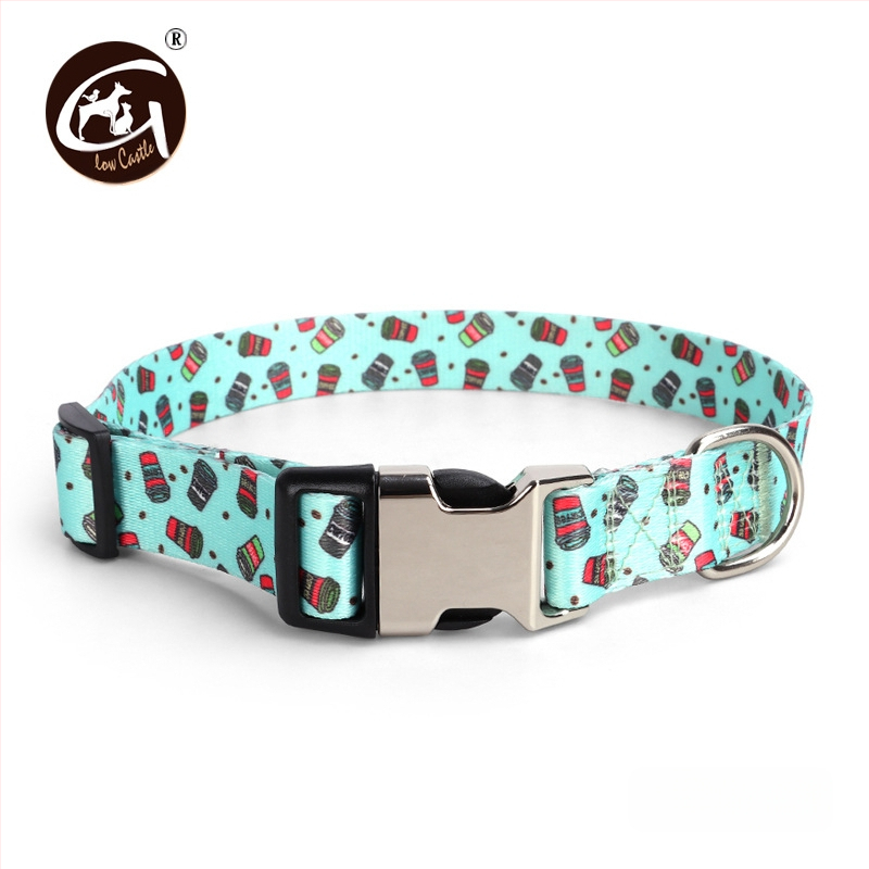 Tvornička opskrba digitalnim tiskom ogrlica za kućne ljubimce zadebljana ogrlica s polumetalnom kopčom za prijenos topline, prekogranična, vruća prodavana ogrlica za pse