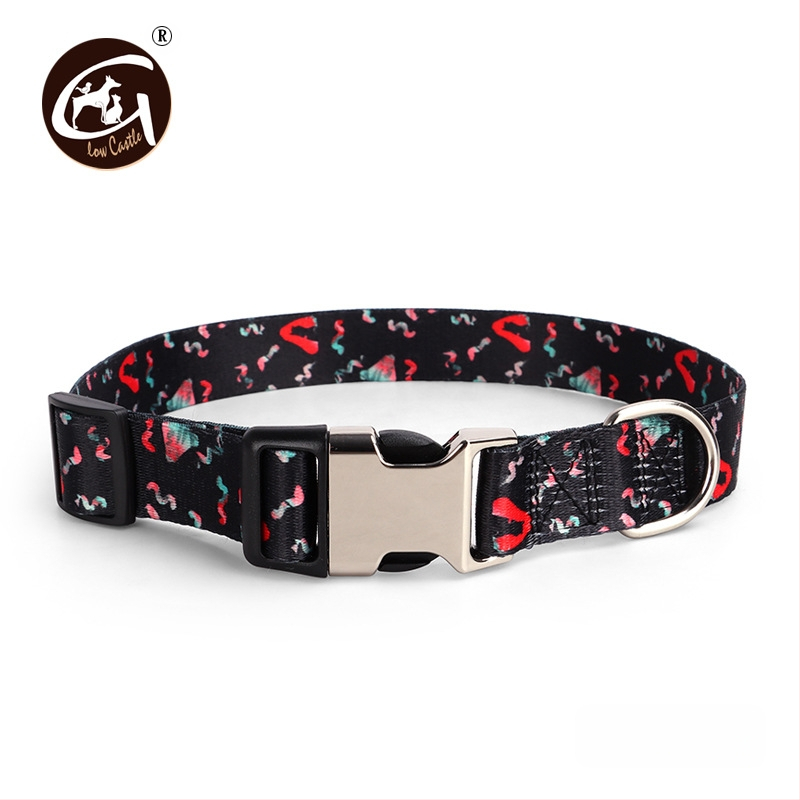 Tvornička opskrba digitalnim tiskom ogrlica za kućne ljubimce zadebljana ogrlica s polumetalnom kopčom za prijenos topline, prekogranična, vruća prodavana ogrlica za pse