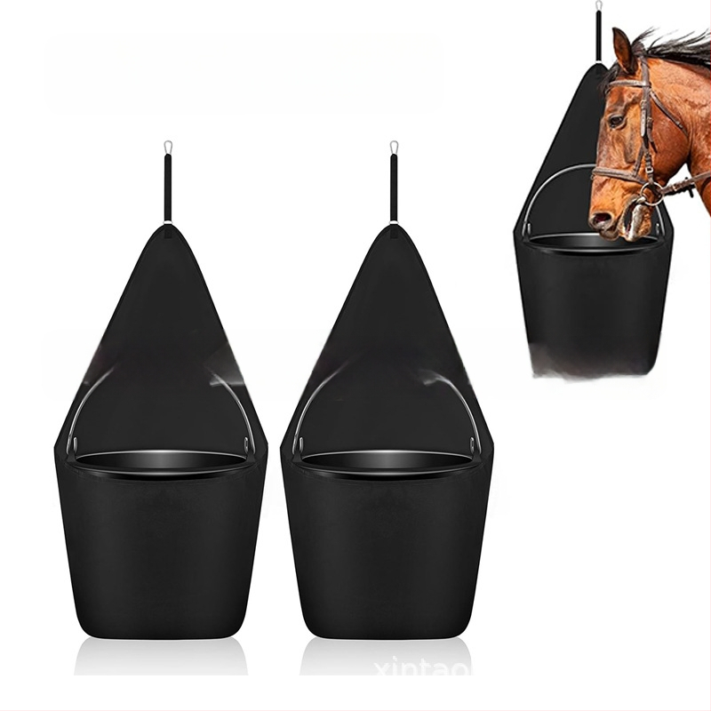 Висяща стойка за кофи за ремарке за коне, чанта за съхранение, висяща кофа за храна за коне, висяща чанта за хранене, 5-галонова кофа за съхранение на коне