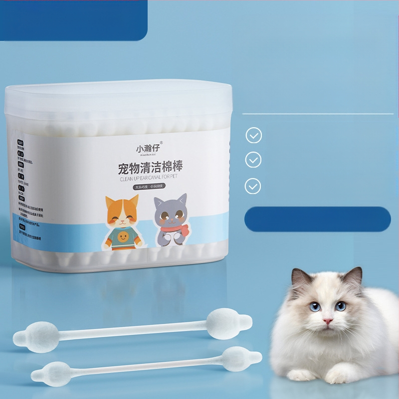 „Xiao Hanzai“ augintinių vatos tamponėlis šunų ausims valyti, katėms ir šunims, dvejopo naudojimo kombinuotas vatos tamponėlis augintinių ausų plovimui vandeniu, ausų valymui