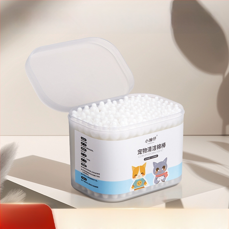 „Xiao Hanzai“ augintinių vatos tamponėlis šunų ausims valyti, katėms ir šunims, dvejopo naudojimo kombinuotas vatos tamponėlis augintinių ausų plovimui vandeniu, ausų valymui