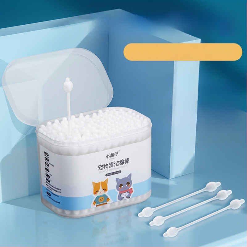 „Xiao Hanzai“ augintinių vatos tamponėlis šunų ausims valyti, katėms ir šunims, dvejopo naudojimo kombinuotas vatos tamponėlis augintinių ausų plovimui vandeniu, ausų valymui