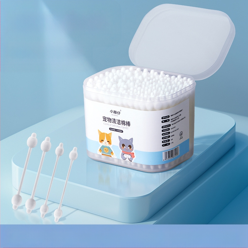 „Xiao Hanzai“ augintinių vatos tamponėlis šunų ausims valyti, katėms ir šunims, dvejopo naudojimo kombinuotas vatos tamponėlis augintinių ausų plovimui vandeniu, ausų valymui
