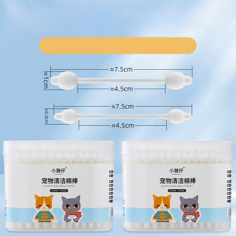 „Xiao Hanzai“ augintinių vatos tamponėlis šunų ausims valyti, katėms ir šunims, dvejopo naudojimo kombinuotas vatos tamponėlis augintinių ausų plovimui vandeniu, ausų valymui