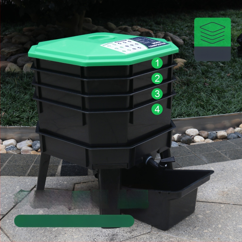 Sliekų kultūros dėžė virtuvės atliekos sliekų mėšlas sliekų kompostas statinė fermentacija komposto dėžė fermentacijos kultūra kvadratinis padėklas