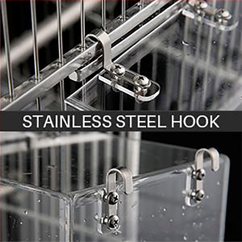 Naujas paukščių lesyklėlės akrilinis papūgų automatinis lesyklėlės paukščių lesyklėlės maistas dėžutėje nuo išsibarstymo gamyklos tiesioginė vieta