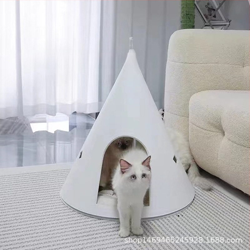 Котешка къщичка Four Seasons Универсална подвижна полузатворена палатка за котешка къщичка от филц, гнездо за домашни любимци