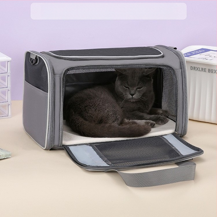 Нова чанта за домашни любимци - котка, многофункционална и удобна раница за котки през тялото за разходки, голямо пространство, сгъваема и дишаща чанта за домашни любимци