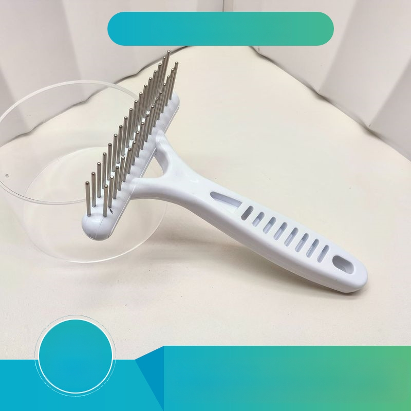 Гребен за домашни любимци с отворен възел, дългокосмест, за кучета от неръждаема стомана, гребен с отворен възел за котки и кучета, гребен за гребло, козметични продукти, гребен за кучета, малък бял гребен