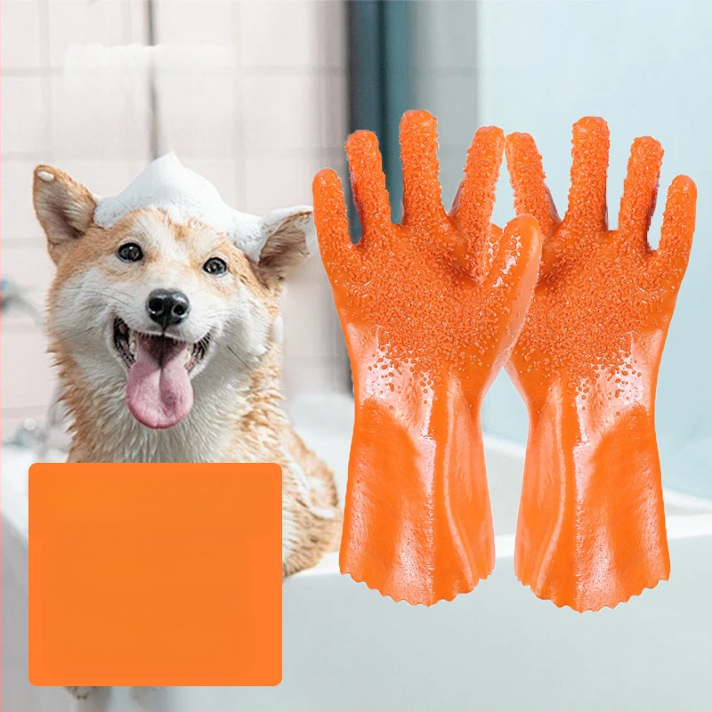 Ръкавици за къпане на котки против драскане, за домашни любимци, кучета, специални ролкови ръкавици за премахване на котешки косми, удължени, водоустойчиви, против ухапване