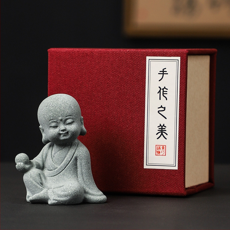 Nacionalinio stiliaus žalias smiltainis peizažas Budos statula Budos arbatos augintinis maži papuošalai bonsai žuvų bako peizažo dekoravimas amatai dovana