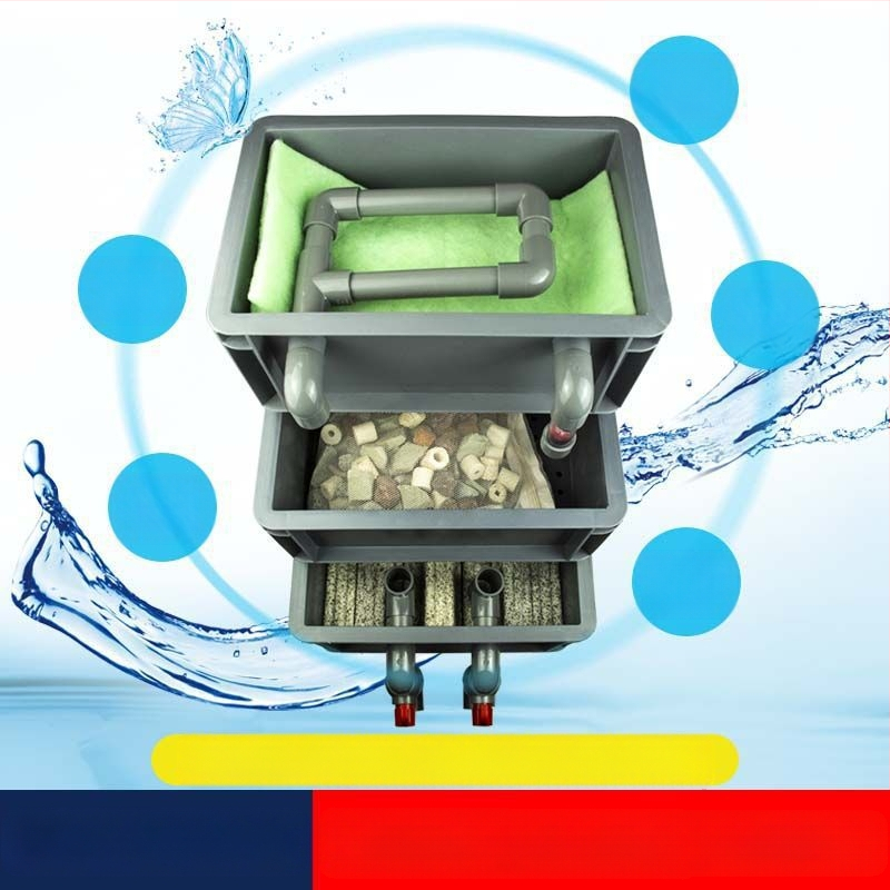 Cirkuliacijos dėžės filtras Žuvų akvariumo cirkuliacijos filtravimo sistema Viršutinio lašelinio srauto dėžės filtras Cirkuliacijos dėžės filtras Vandens aušinimo slėgis