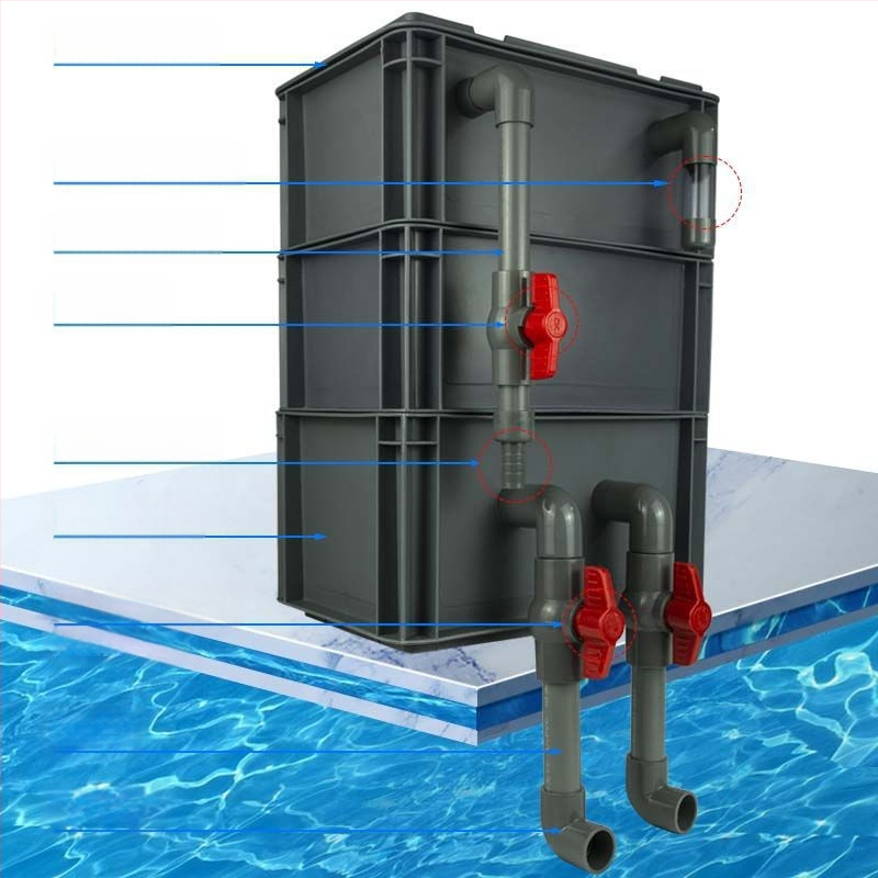 Cirkuliacijos dėžės filtras Žuvų akvariumo cirkuliacijos filtravimo sistema Viršutinio lašelinio srauto dėžės filtras Cirkuliacijos dėžės filtras Vandens aušinimo slėgis