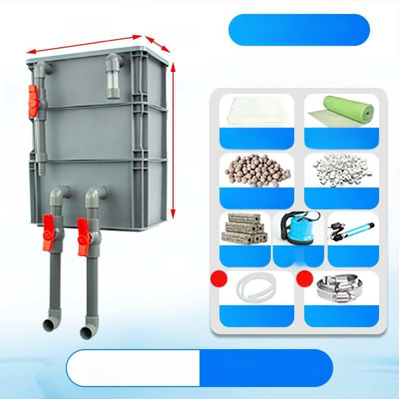 Cirkuliacijos dėžės filtras Žuvų akvariumo cirkuliacijos filtravimo sistema Viršutinio lašelinio srauto dėžės filtras Cirkuliacijos dėžės filtras Vandens aušinimo slėgis