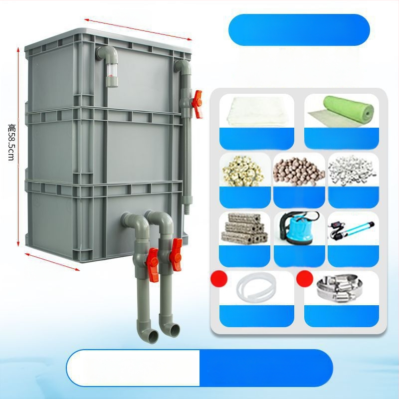 Cirkuliacijos dėžės filtras Žuvų akvariumo cirkuliacijos filtravimo sistema Viršutinio lašelinio srauto dėžės filtras Cirkuliacijos dėžės filtras Vandens aušinimo slėgis