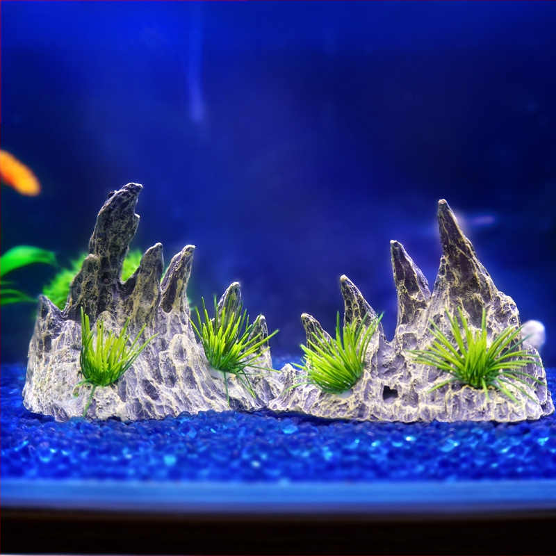 Populaarsed kalatankide haljastuskaunistused, kummalised kivid, kiviktaimla, veetaimed, draakoniluu mäe vaik, simuleeritud rohelise draakoni kivikanjoni maastik