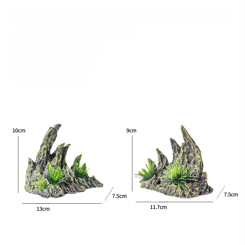 Populaarsed kalatankide haljastuskaunistused, kummalised kivid, kiviktaimla, veetaimed, draakoniluu mäe vaik, simuleeritud rohelise draakoni kivikanjoni maastik