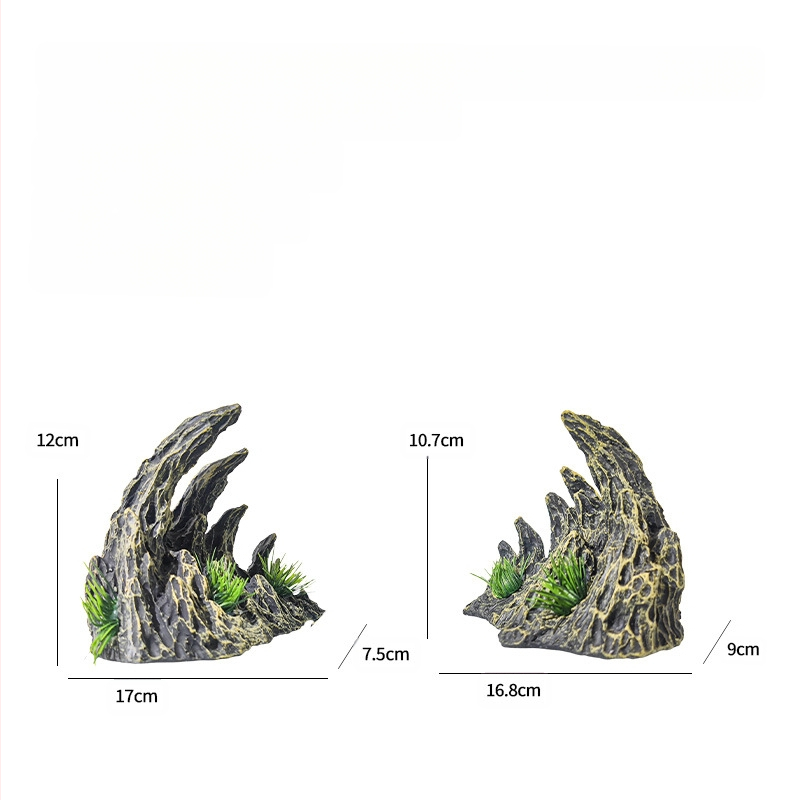 Populaarsed kalatankide haljastuskaunistused, kummalised kivid, kiviktaimla, veetaimed, draakoniluu mäe vaik, simuleeritud rohelise draakoni kivikanjoni maastik