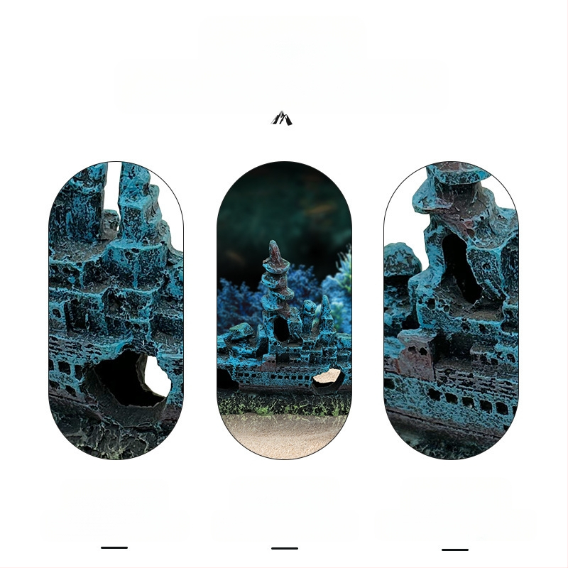 Akvaarium kalapaak vesi õlgpaak maastik kiviktaimla kaunistus kaunistus laevahukk kahur lennuk lahingulaev allveelaev varjupaik maja