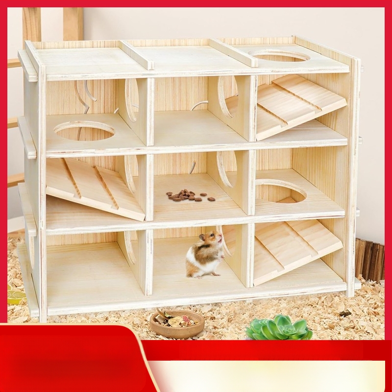 Medinis žiurkėno lizdas, žiurkėno laipiojimo pabėgimo namelis, „Auksinis lokys“, kelių miegamųjų labirintas, intelekto lavinimo žaislas, kraštovaizdžio reikmenys