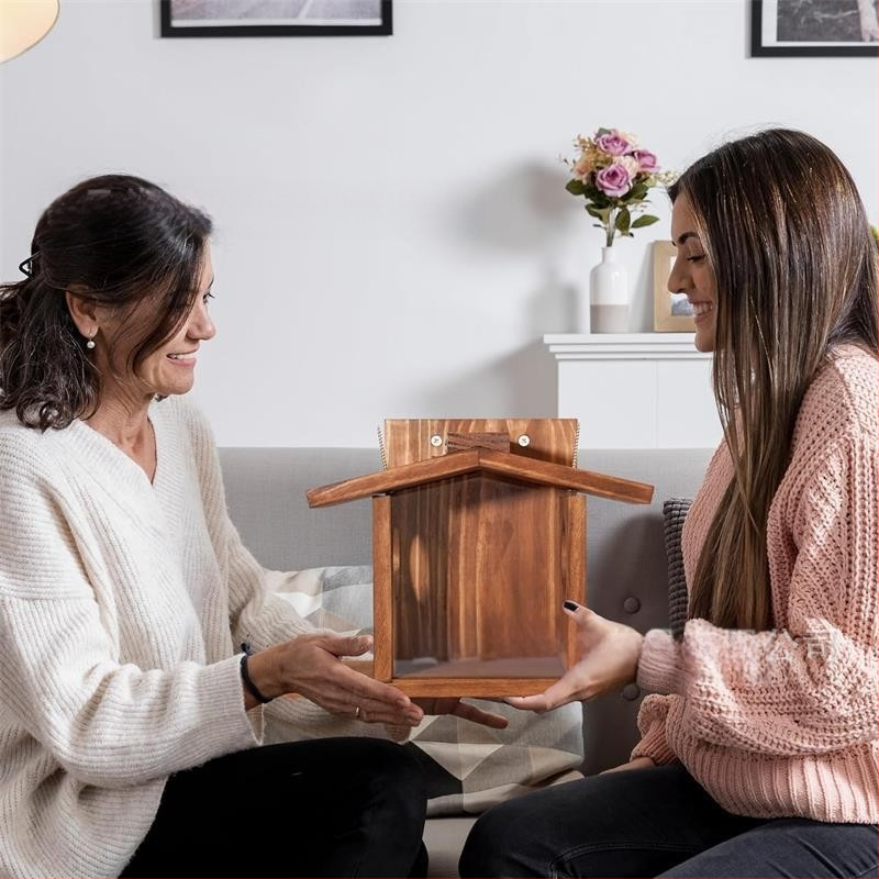 Дървена хранилка за катерици, градинска хранилка за птици, къщичка за птици, платформа за птици, висяща колибри, масивна дървена градинска декорация