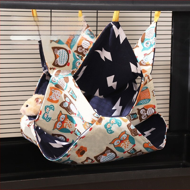 Хамак за хамстери с цветна катерица, захарен планер, двуслоен, памучен, за спане, люлка, висящ, хамак за малки домашни любимци