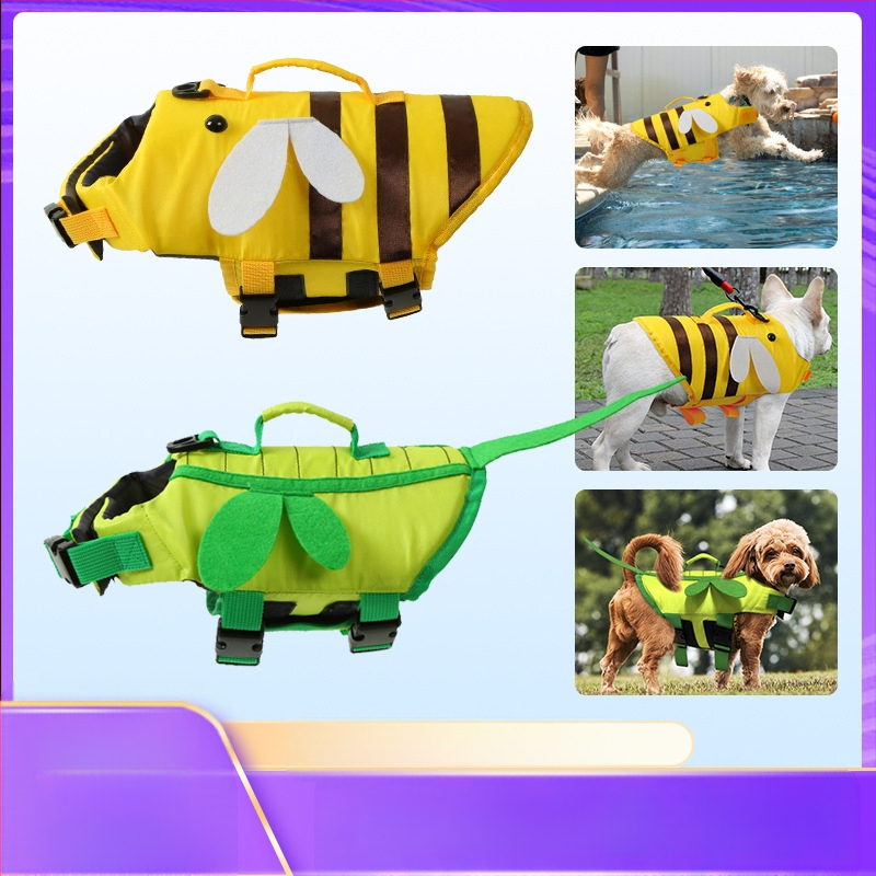 Летни спасителни жилетки за домашни любимци, малки и средни кучета, плюшено мече, бишон, домашни любимци, регулируем бански костюм за кучета