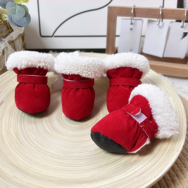 Kutyacipők Teddy Winter New Candy Color Series belső gyapjúbéléssel, vastagított meleg pamut cipő kutyacipő puha talppal