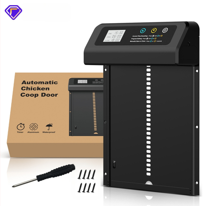 Ușă electrică pentru casă de pui, vânzare transfrontalieră, fierbinte, de uz casnic, din aliaj de aluminiu, cu temporizare inteligentă, cu ridicare automată a ușii de pui