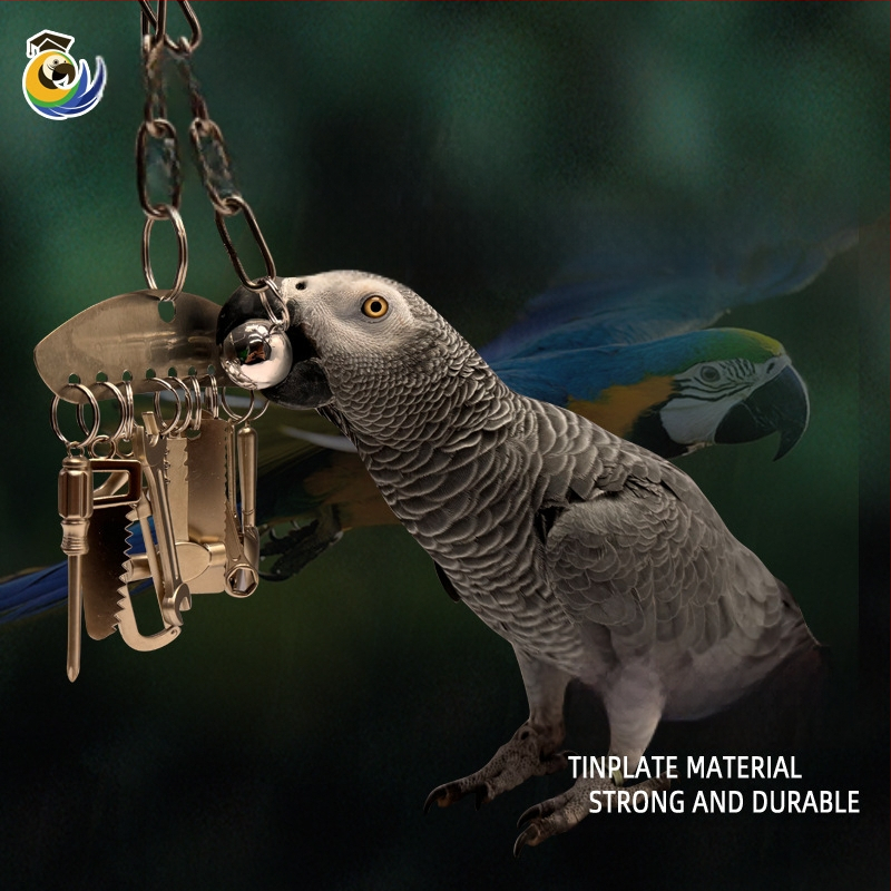 Metalna igračka za žvakanje za papige srednje i velike veličine, King Kong siva papiga, Amazon, edukativni privjesak s okvirom za ptičji kavez za ublažavanje stresa i dosade
