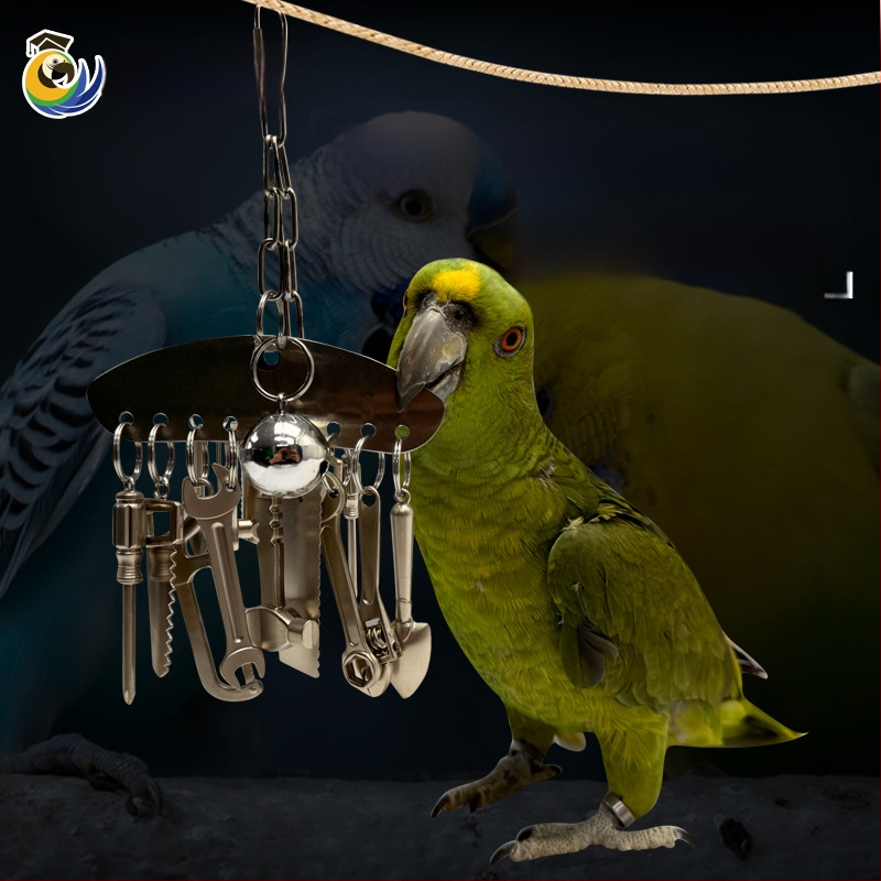 Metalna igračka za žvakanje za papige srednje i velike veličine, King Kong siva papiga, Amazon, edukativni privjesak s okvirom za ptičji kavez za ublažavanje stresa i dosade