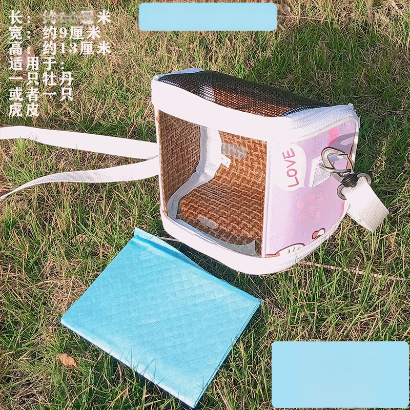 Xuan Fengi väljaminev papagoi kaasaskantav linnukott tiigri nahast pesakott hingav läbipaistev õlakott pojengipuurist nähtav neli aastaaega