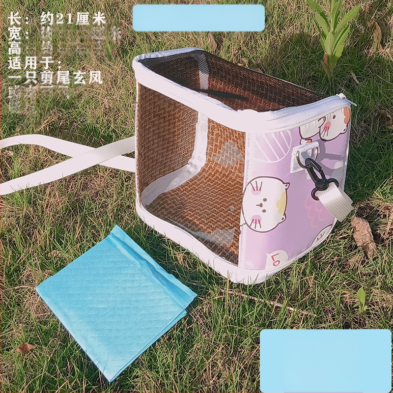 Xuan Fengi väljaminev papagoi kaasaskantav linnukott tiigri nahast pesakott hingav läbipaistev õlakott pojengipuurist nähtav neli aastaaega