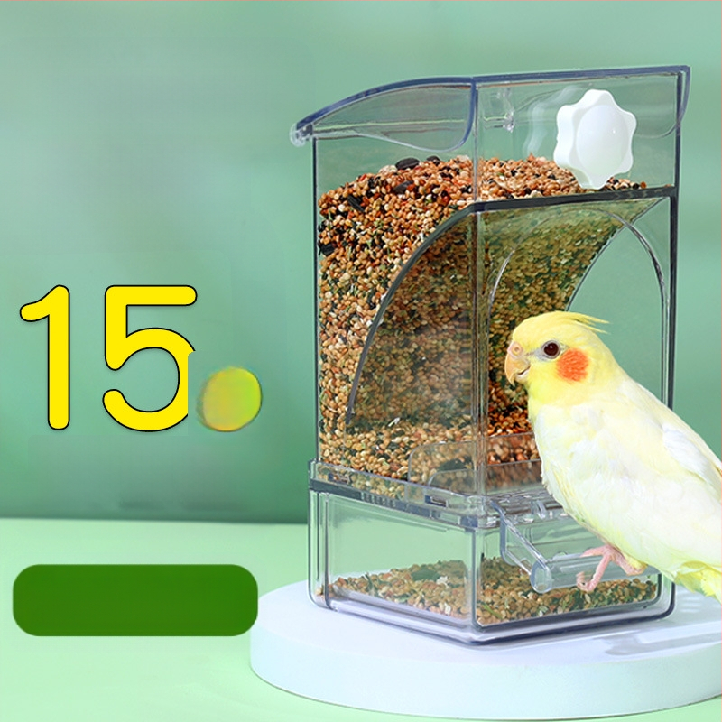 Papagoisöötja lindude toidukast Automaatne rippuv uus lindude söötja pritsmekindel kauss ja pott terade kestade eraldamine lindude toitmine
