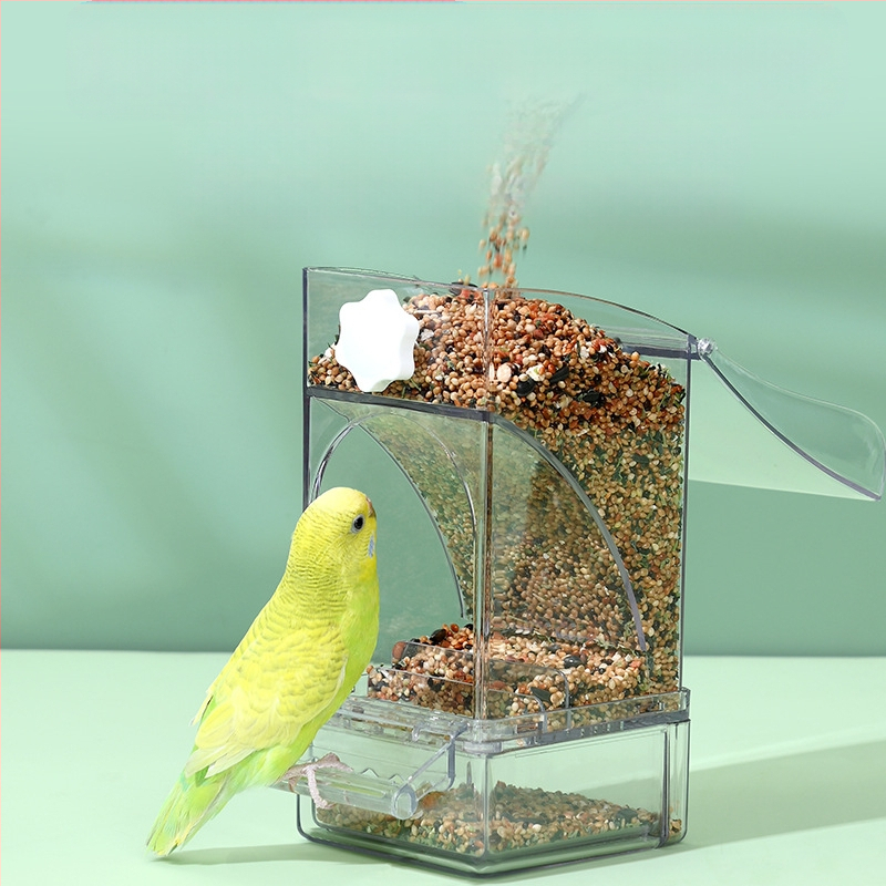 Papagoisöötja lindude toidukast Automaatne rippuv uus lindude söötja pritsmekindel kauss ja pott terade kestade eraldamine lindude toitmine