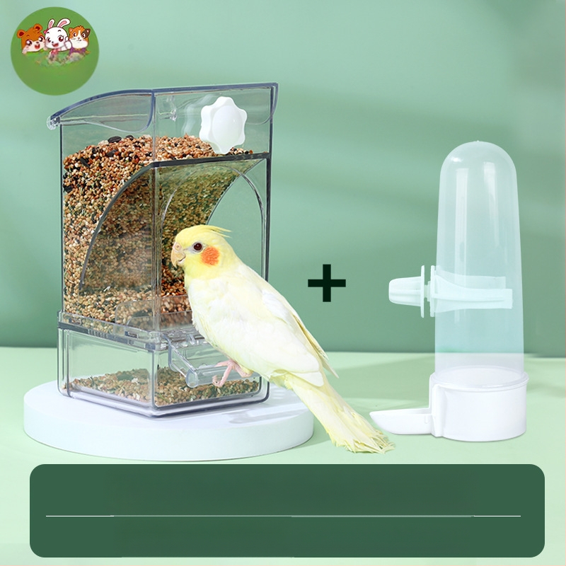 Papagoisöötja lindude toidukast Automaatne rippuv uus lindude söötja pritsmekindel kauss ja pott terade kestade eraldamine lindude toitmine