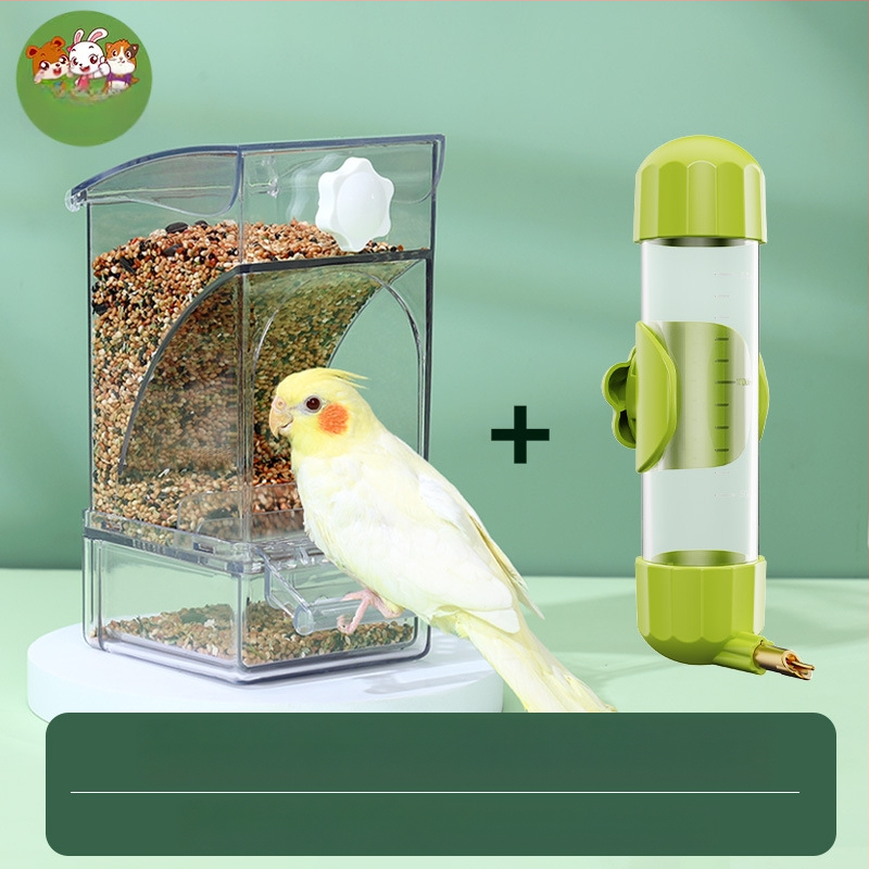 Papagoisöötja lindude toidukast Automaatne rippuv uus lindude söötja pritsmekindel kauss ja pott terade kestade eraldamine lindude toitmine
