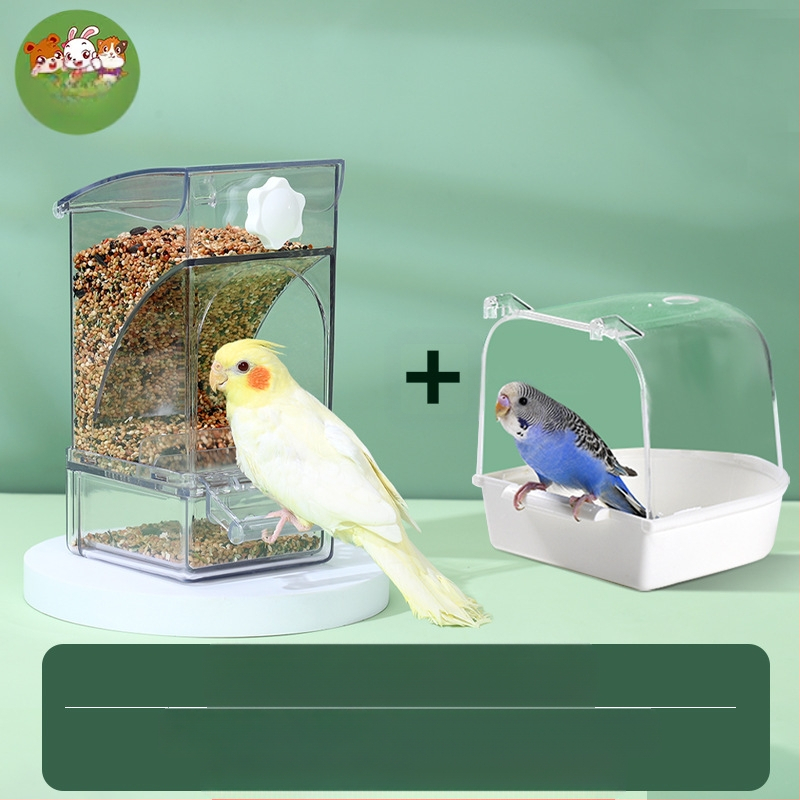 Papagoisöötja lindude toidukast Automaatne rippuv uus lindude söötja pritsmekindel kauss ja pott terade kestade eraldamine lindude toitmine
