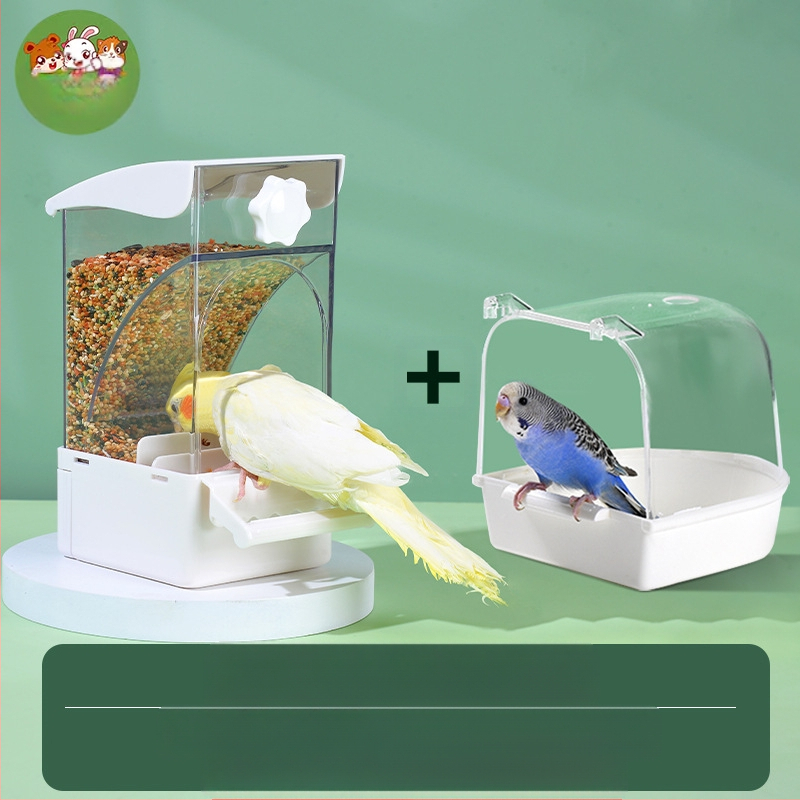 Papagoisöötja lindude toidukast Automaatne rippuv uus lindude söötja pritsmekindel kauss ja pott terade kestade eraldamine lindude toitmine