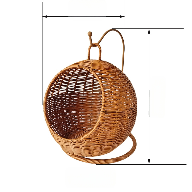 Rotango kačių narvas, namų apyvokos reikmuo, mažas butas, kačių lizdas, pakabinamas krepšelis, pusiau uždaras, „Four Seasons“ universalus, nuimamas ir plaunamas mini kačių lizdo papuošimas