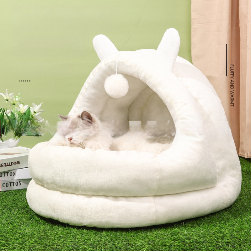 Гнездо за котка тип „заешко ухо“ за четири сезона, универсална къща за котки, гнездо за домашни любимци, полузатворено, зимно топло, интернет, къща за котки знаменитости, легло за котки