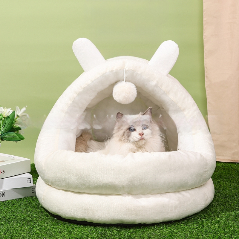 Гнездо за котка тип „заешко ухо“ за четири сезона, универсална къща за котки, гнездо за домашни любимци, полузатворено, зимно топло, интернет, къща за котки знаменитости, легло за котки