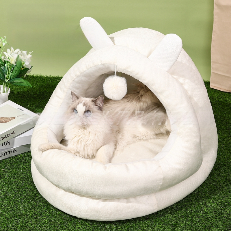 Гнездо за котка тип „заешко ухо“ за четири сезона, универсална къща за котки, гнездо за домашни любимци, полузатворено, зимно топло, интернет, къща за котки знаменитости, легло за котки