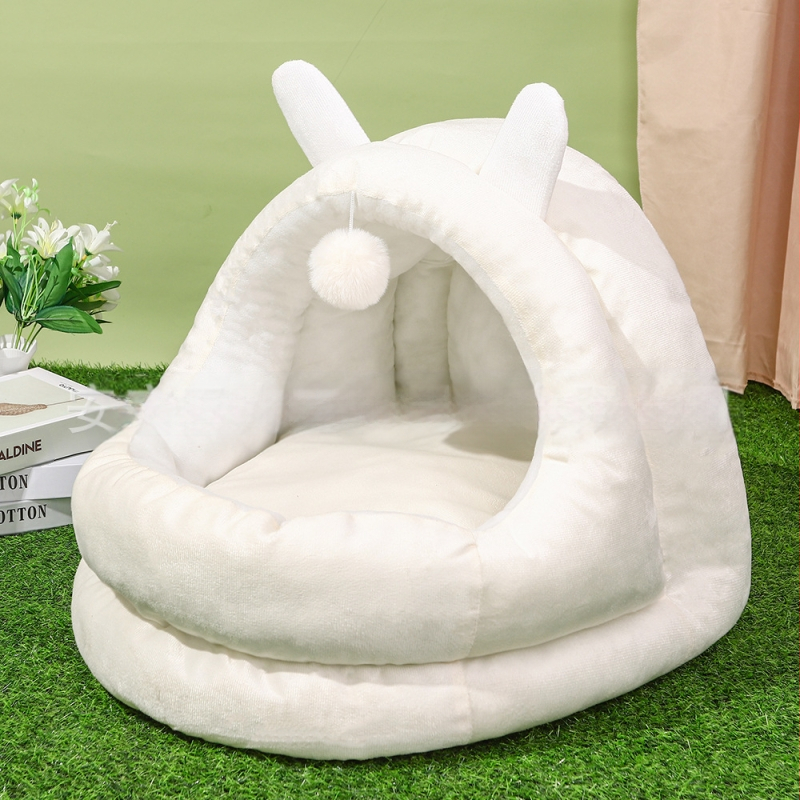 Гнездо за котка тип „заешко ухо“ за четири сезона, универсална къща за котки, гнездо за домашни любимци, полузатворено, зимно топло, интернет, къща за котки знаменитости, легло за котки