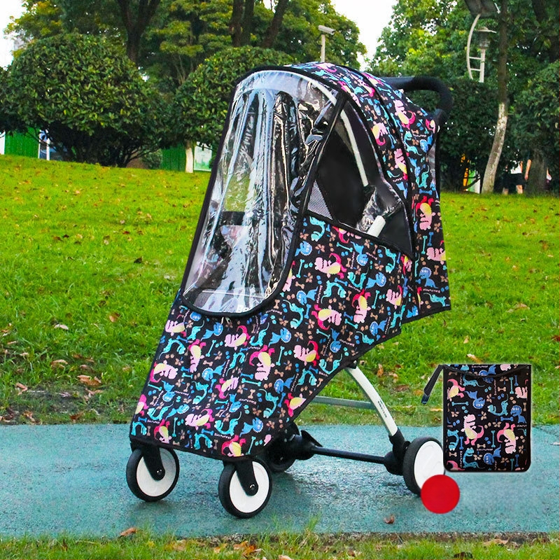 Nüüd beebikäru tuulekindel kate, jalutuskäru vihmavari jalutuskäru universaalne vihmakate, tuule- ja tolmukindel EVA materjal, läbipaistev ja hingav