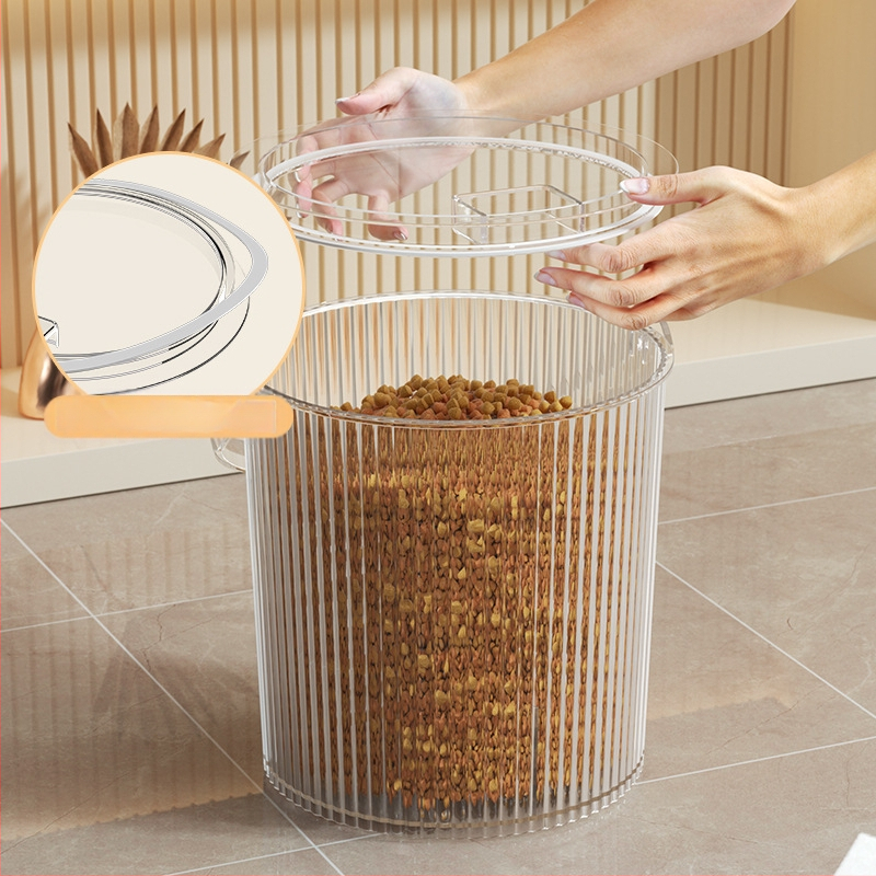 Kodumajapidamises suletud putukakindel niiskuskindel läbipaistev visuaalne koeratoidu kassitoidu säilitustünn lemmikloomatoidu säilituspurgi hoiukarp