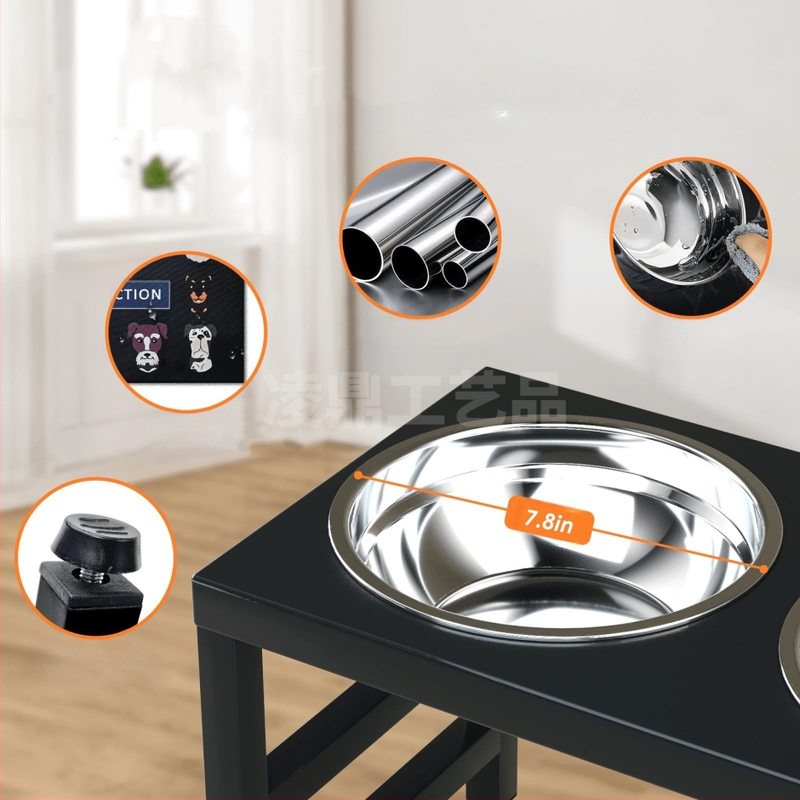 Suport pentru boluri de fier pentru câini, tavă pentru hrană pentru câini, potrivită pentru câini de talie medie și mare