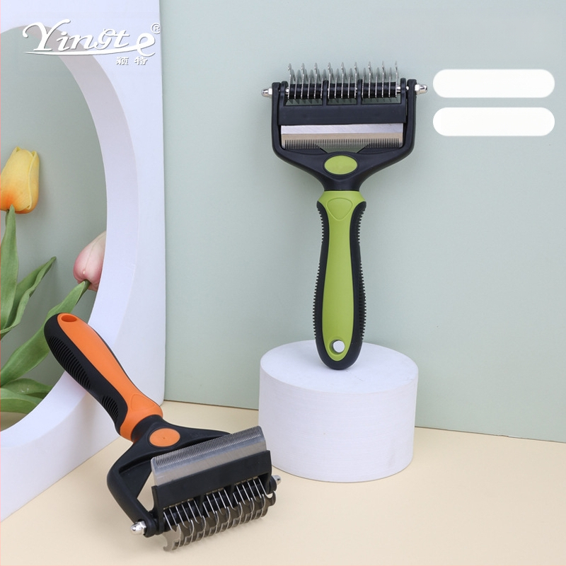Домашни любимци Многофункционален гребен с отворен възел за кучета и котки, нож за косми, многофункционален гребен за домашни любимци за премахване на плаващи косми