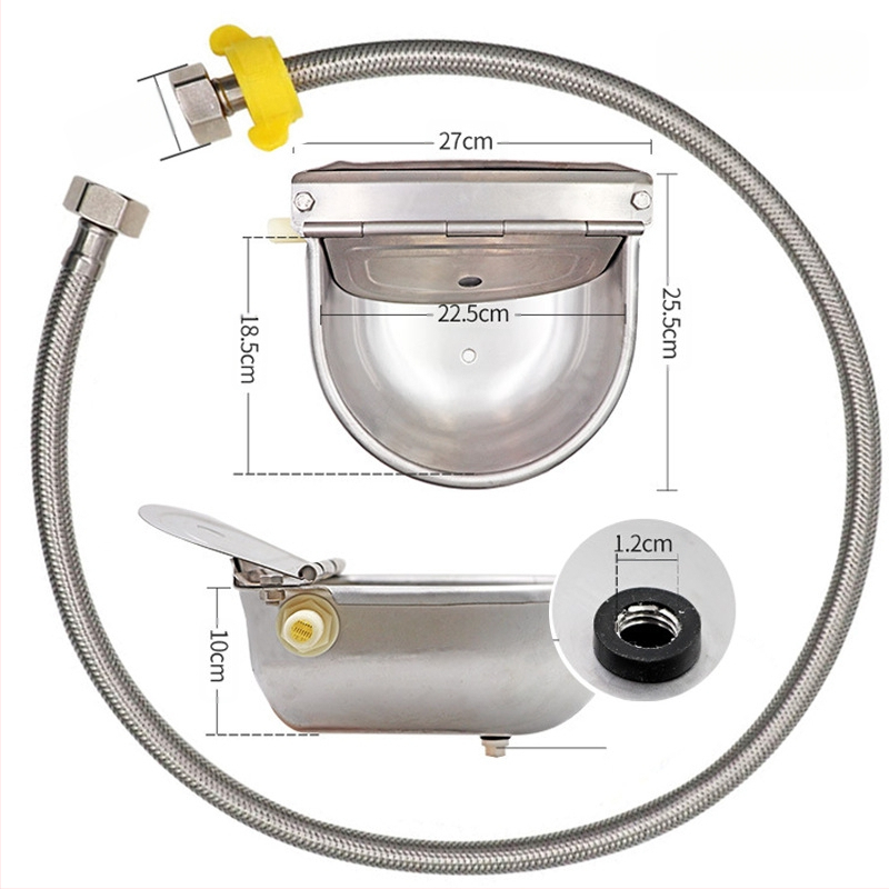 Bol cu apă pentru vaci, pentru reproducere veterinară, mare, din oțel inoxidabil, 80 cm, pachet de țevi de apă, cu bilă plutitoare, bol îngroșat, apă pentru vaci și cai